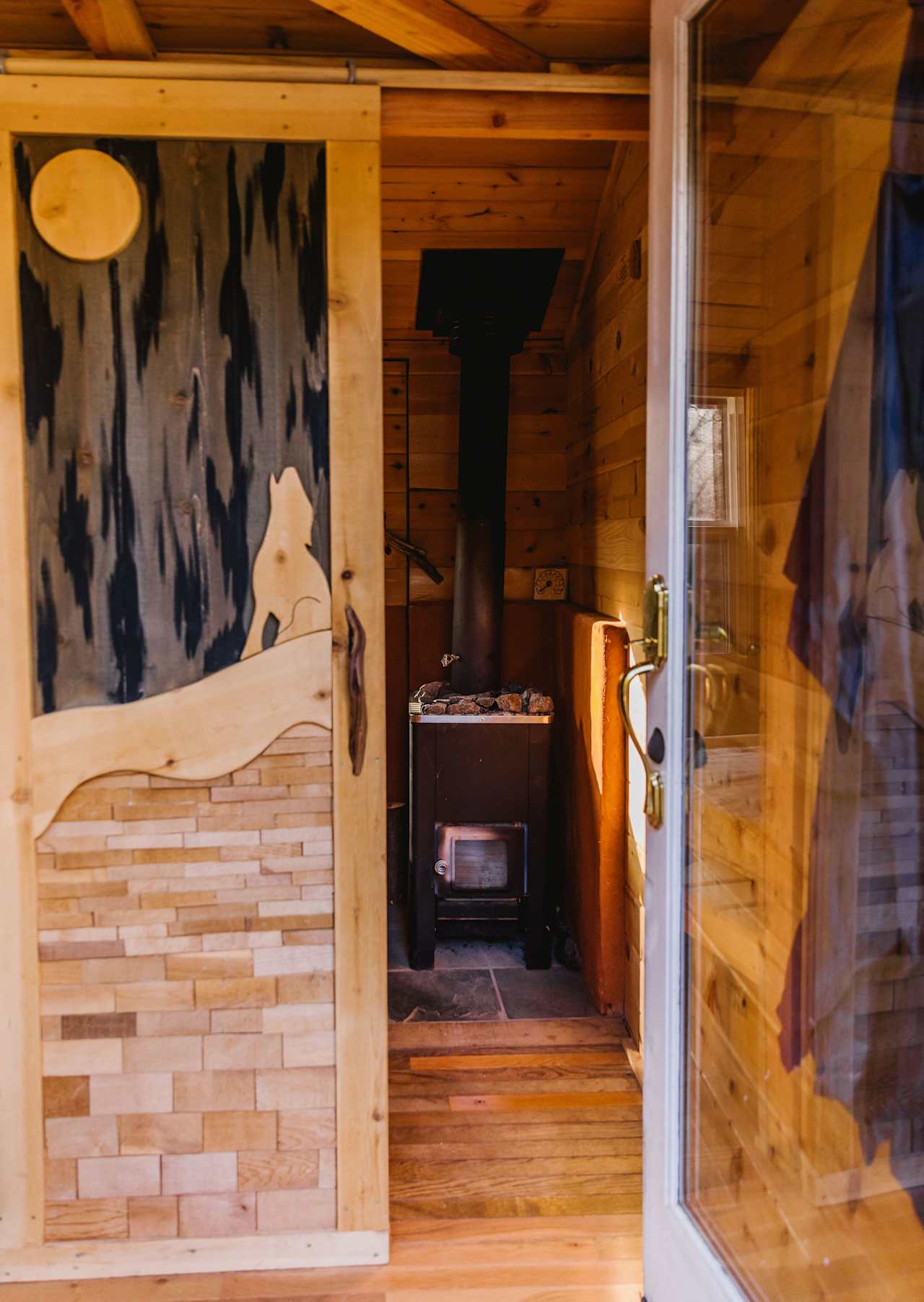 Walking into the cabin