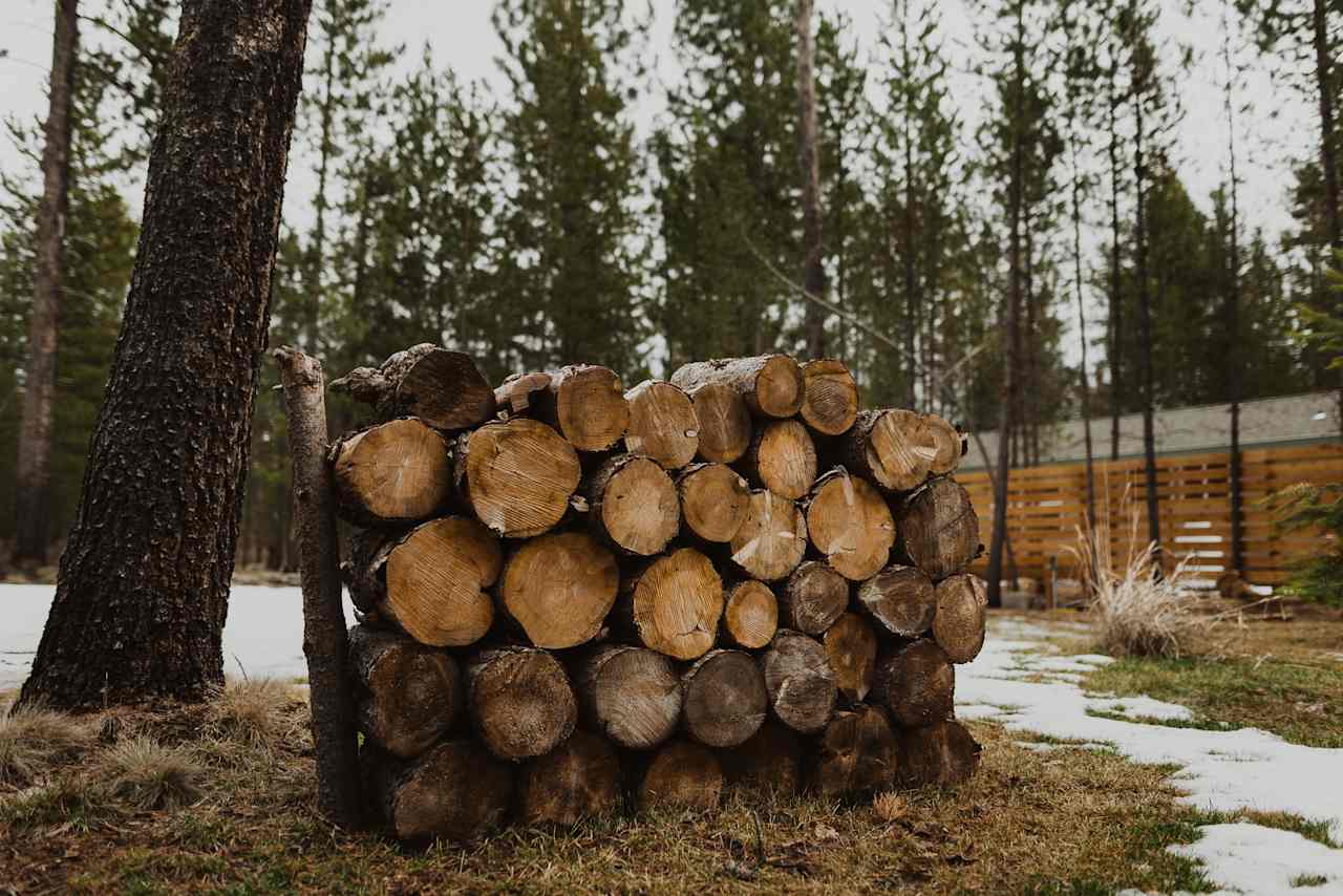 Plenty of wood piles on site.