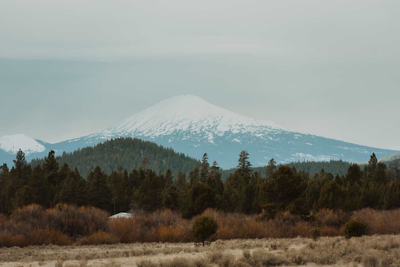 About a five minute drive from a beautiful view of Mt. Bachelor.