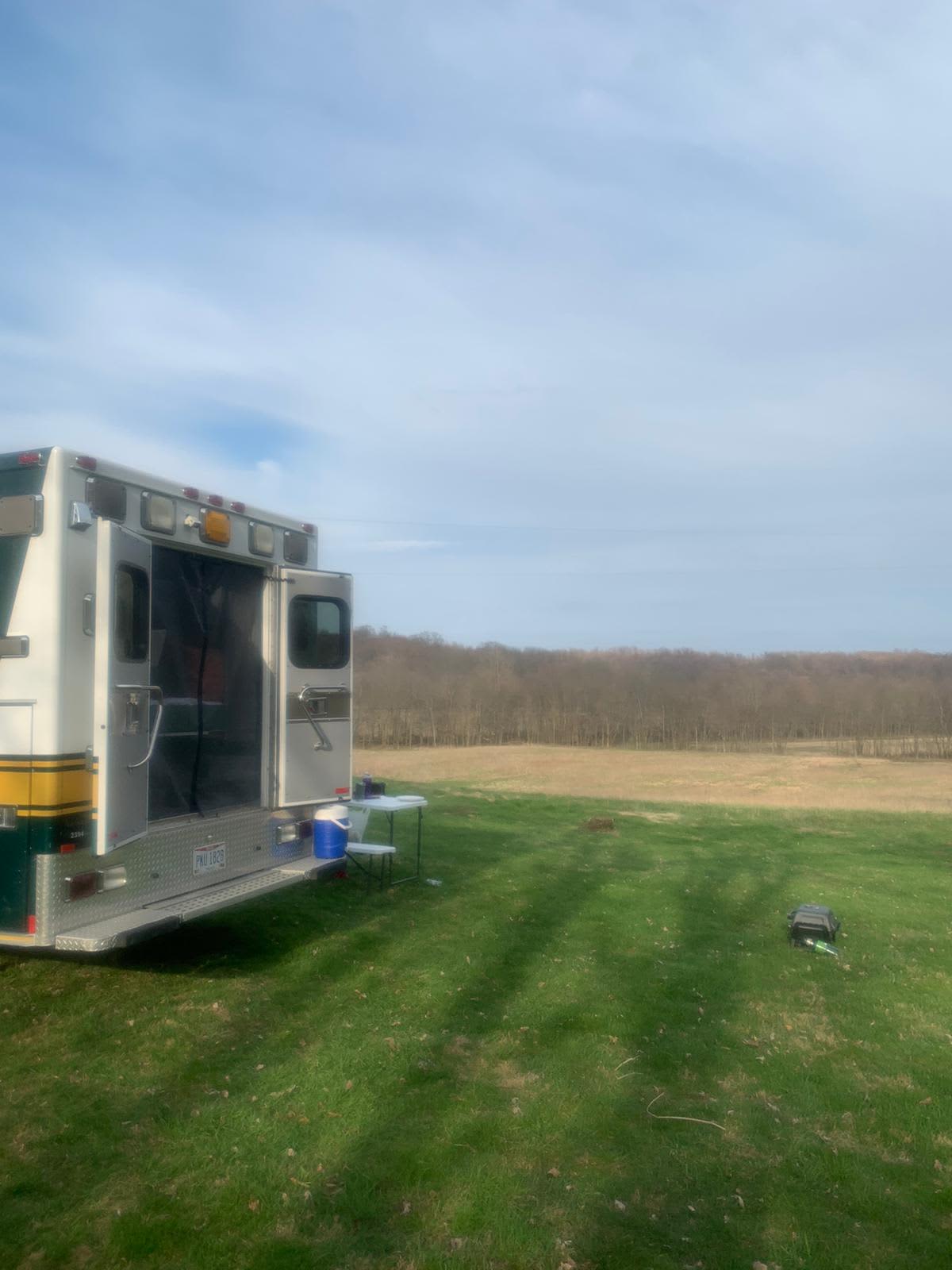 This is a picture of their meadow and field that they have. It's where we camped, and we couldn't see their house at all from here. In the morning we hiked straight into the woods from this site. It's about five minute walk to get to the woods