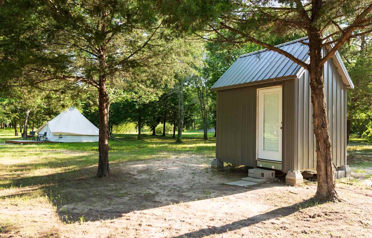 enclosed compost toilet just a short ways away.