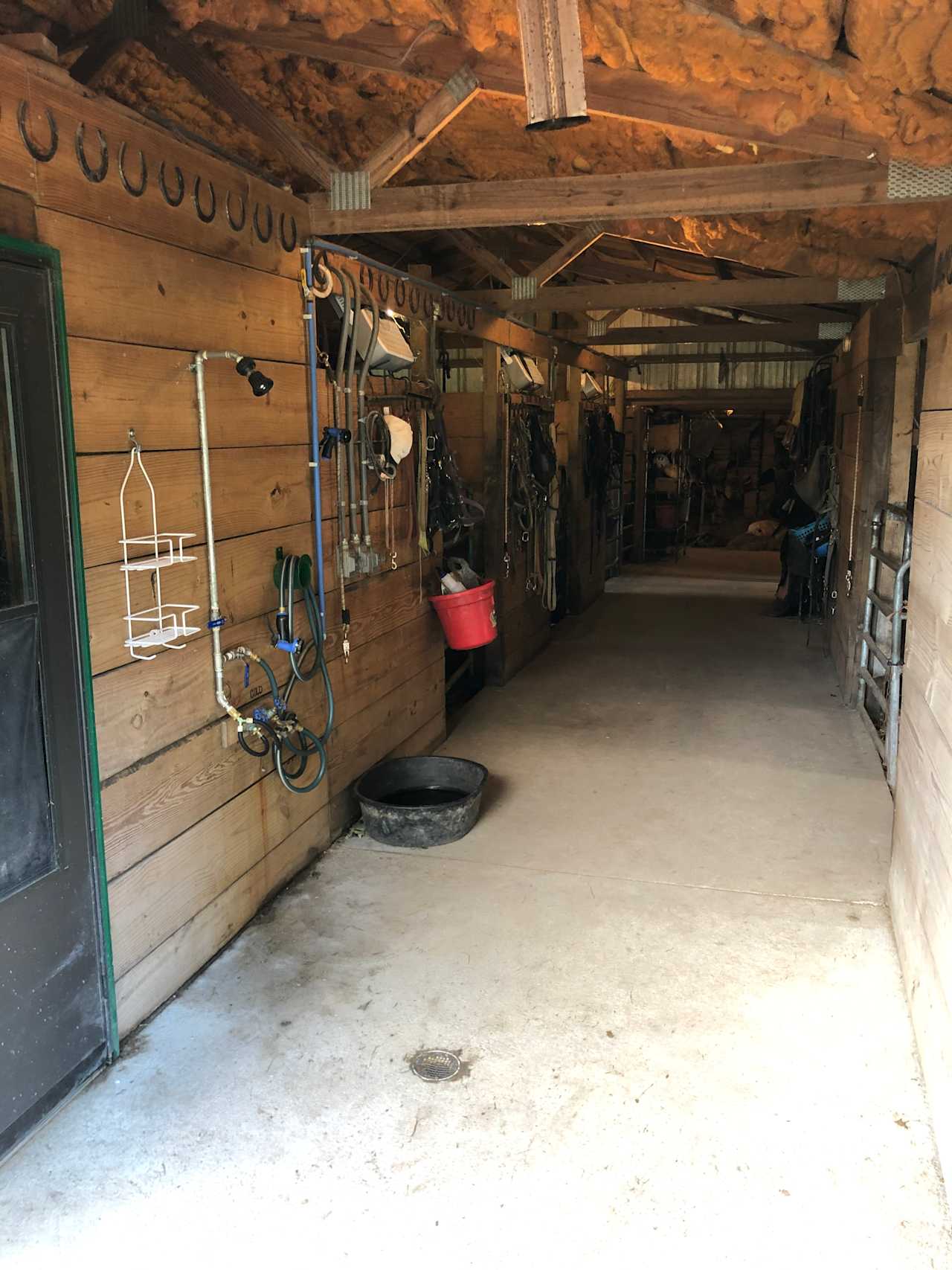 The shower in the barn. 