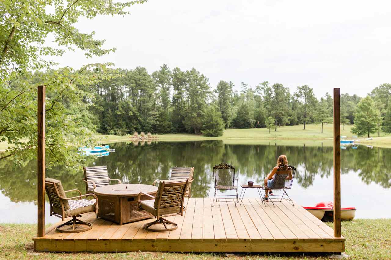 The dock/porch, with a beautiful view of the pond.
