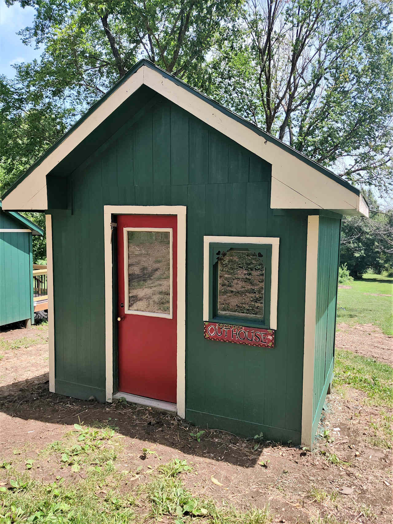 Compost garden shed outhouse next to Bunkhouse
