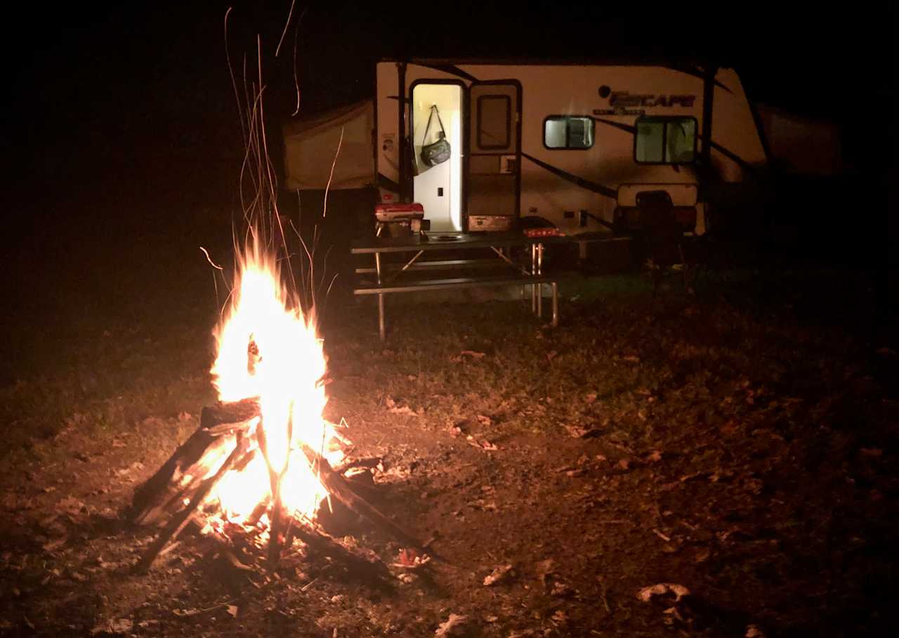 Our camping spot near the pond.