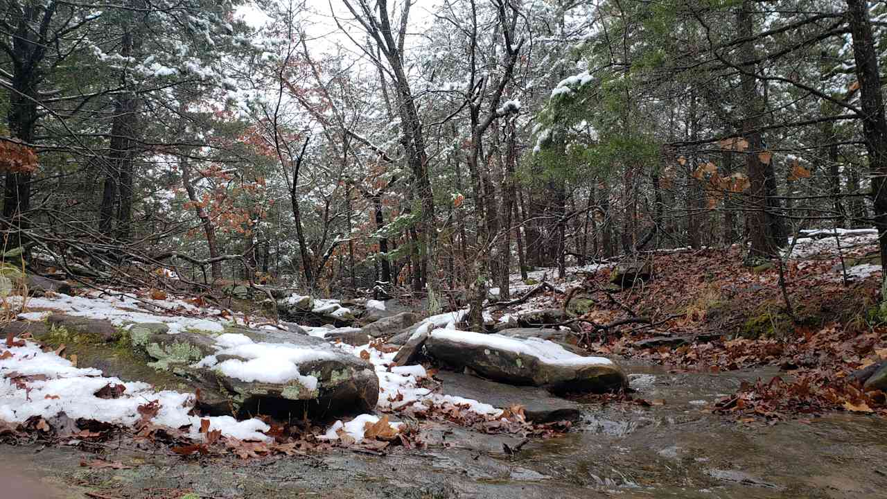 Rock Creek at the bottom of the property during a snow