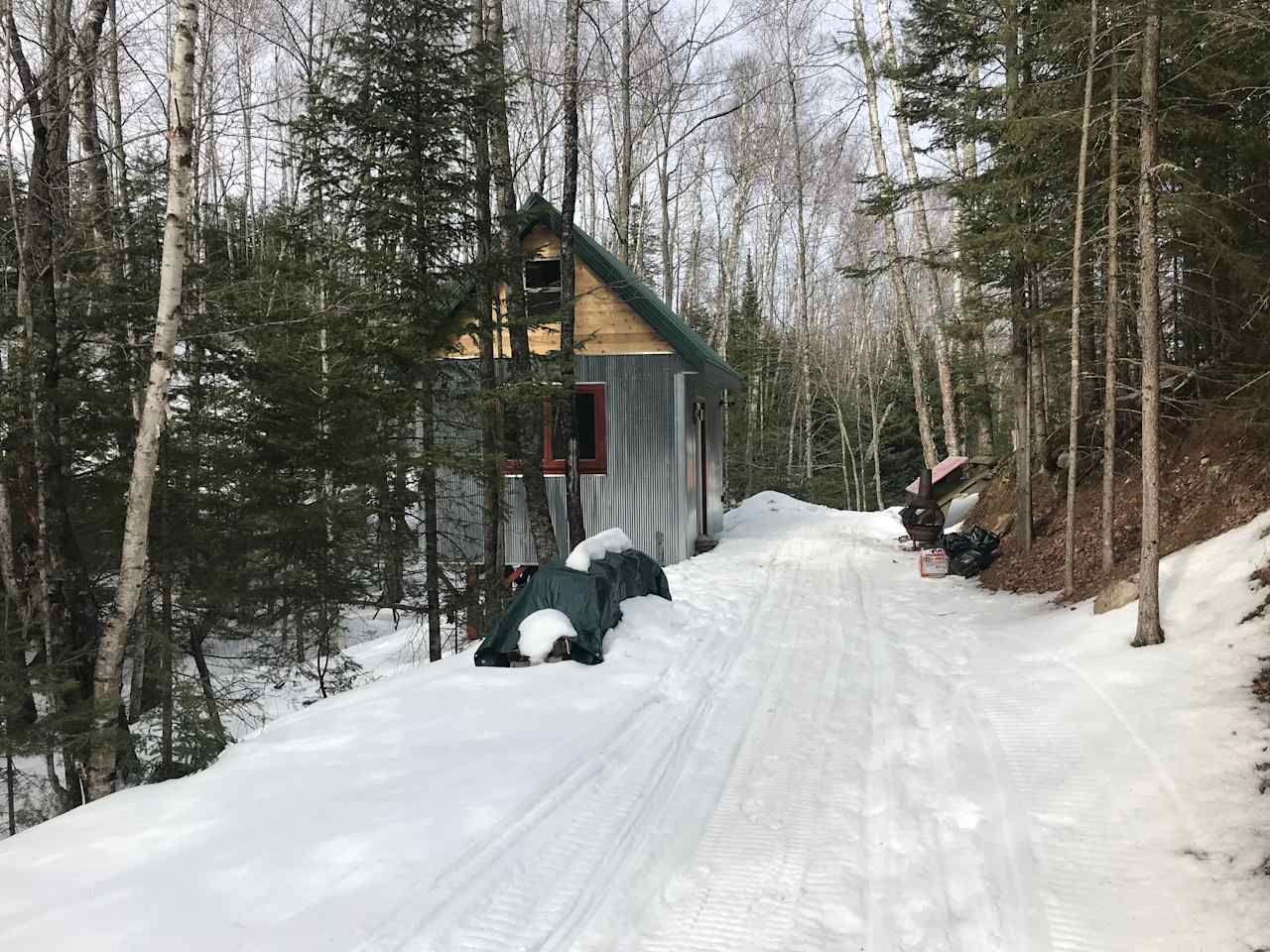 Snow mobile access.  Please stay on trail until the Lake.