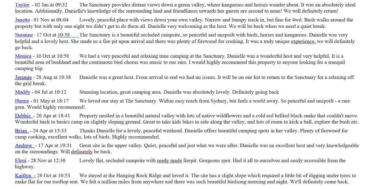 Happy campers at The Sanctuary rate their stay as consistently 5 star