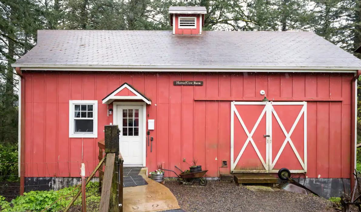 The Horse/Cow Barn. The Barn apartment is inside here.