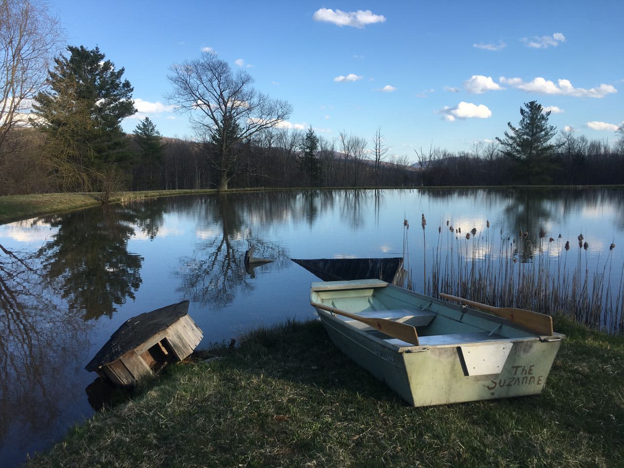 Our little rowboat "The Suzanne" is available for romantic paddling, fishing, or just drifting in the breeze.