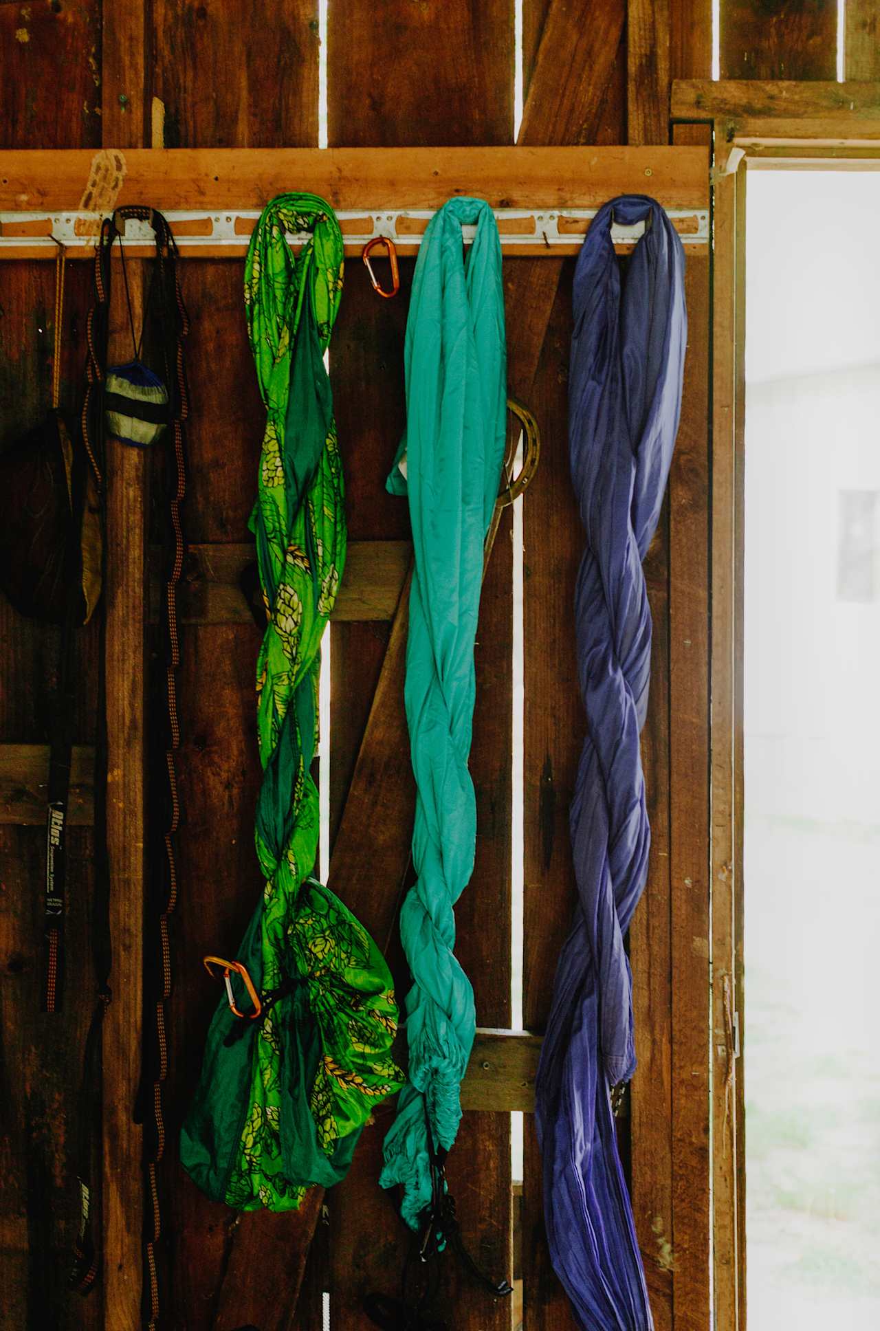 The shed is very welcoming and communal. Take what you'd like and return it when finished. These are some hammocks available for camper use.