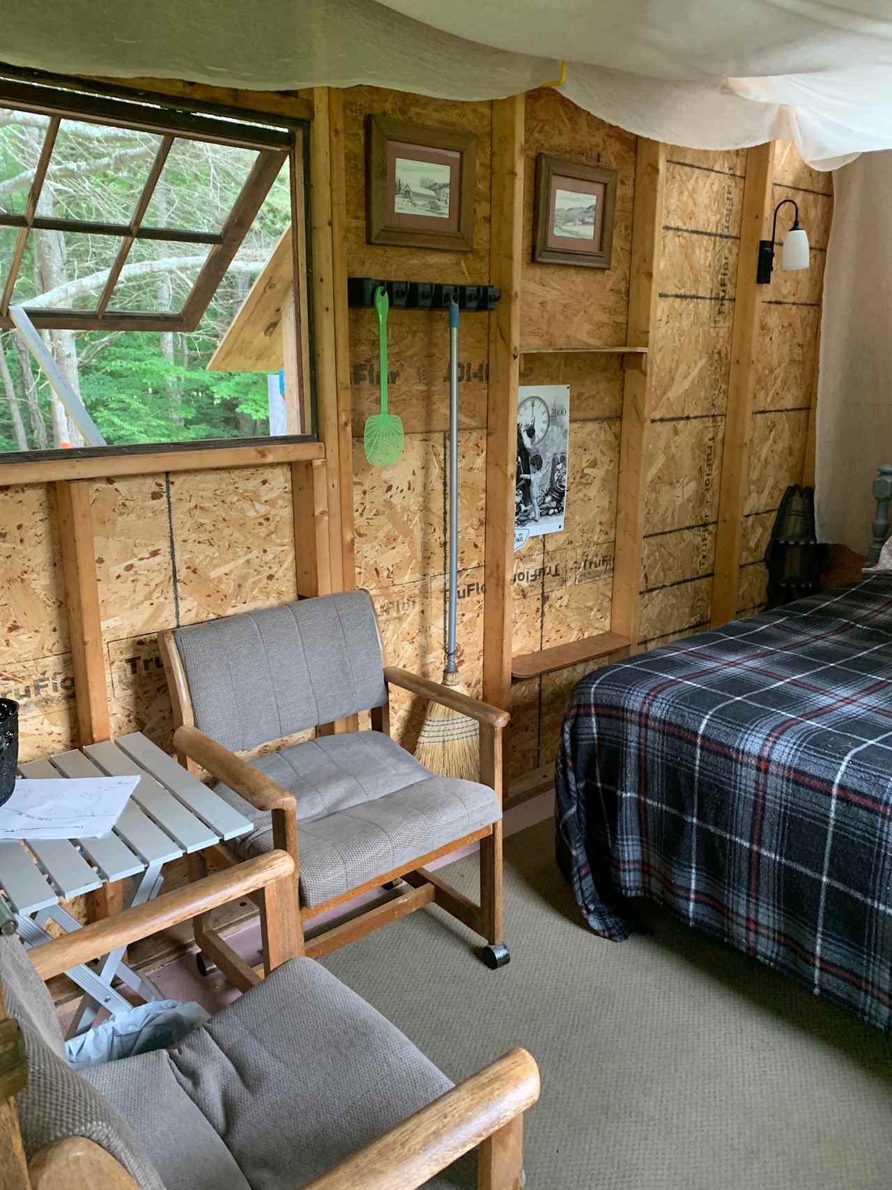 Small but cozy and a place to hang out if the weather gets wet.