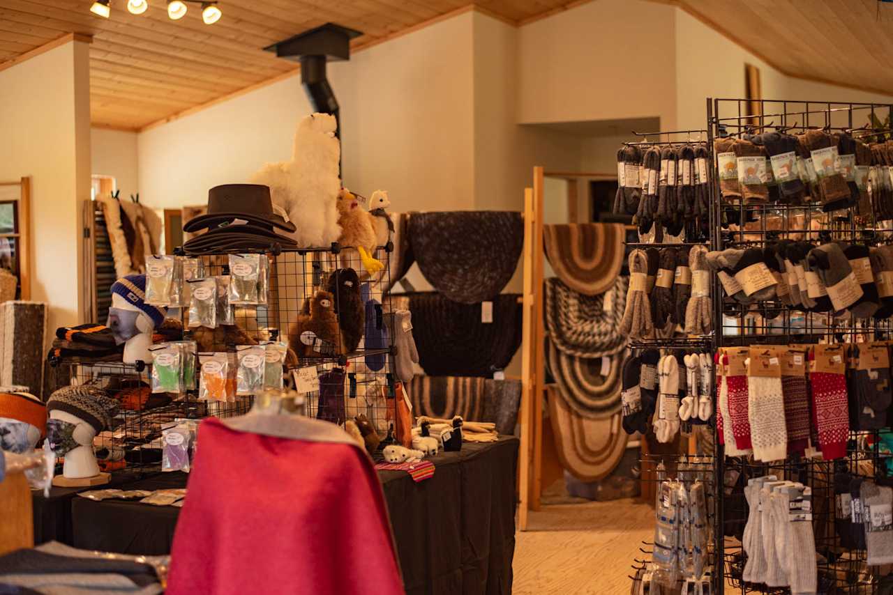 There is a store on property if you wish to buy a shirt, mug, rug or anything else you can imagine alpaca.