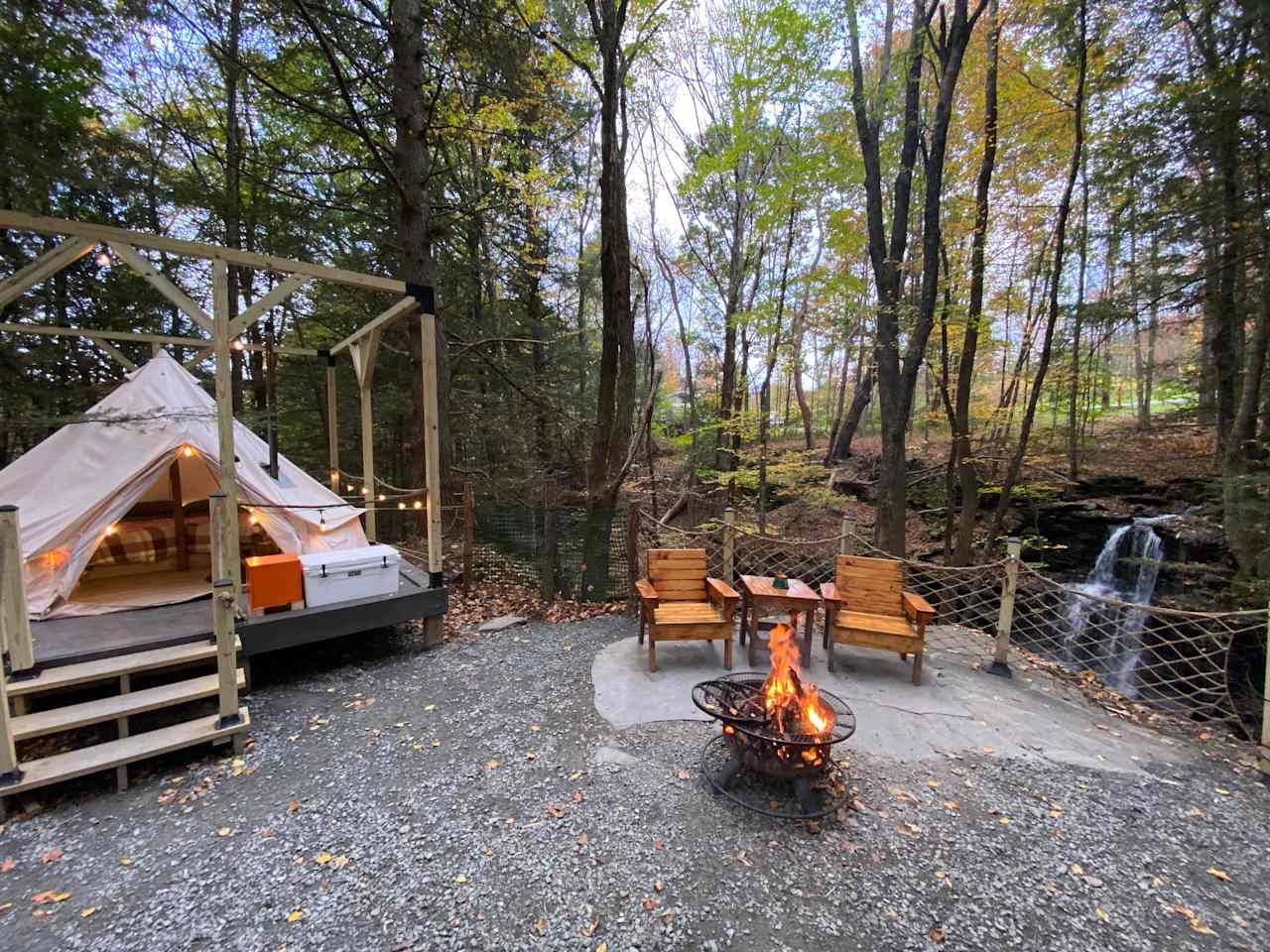 Glamping Tent Overlooking Waterfall