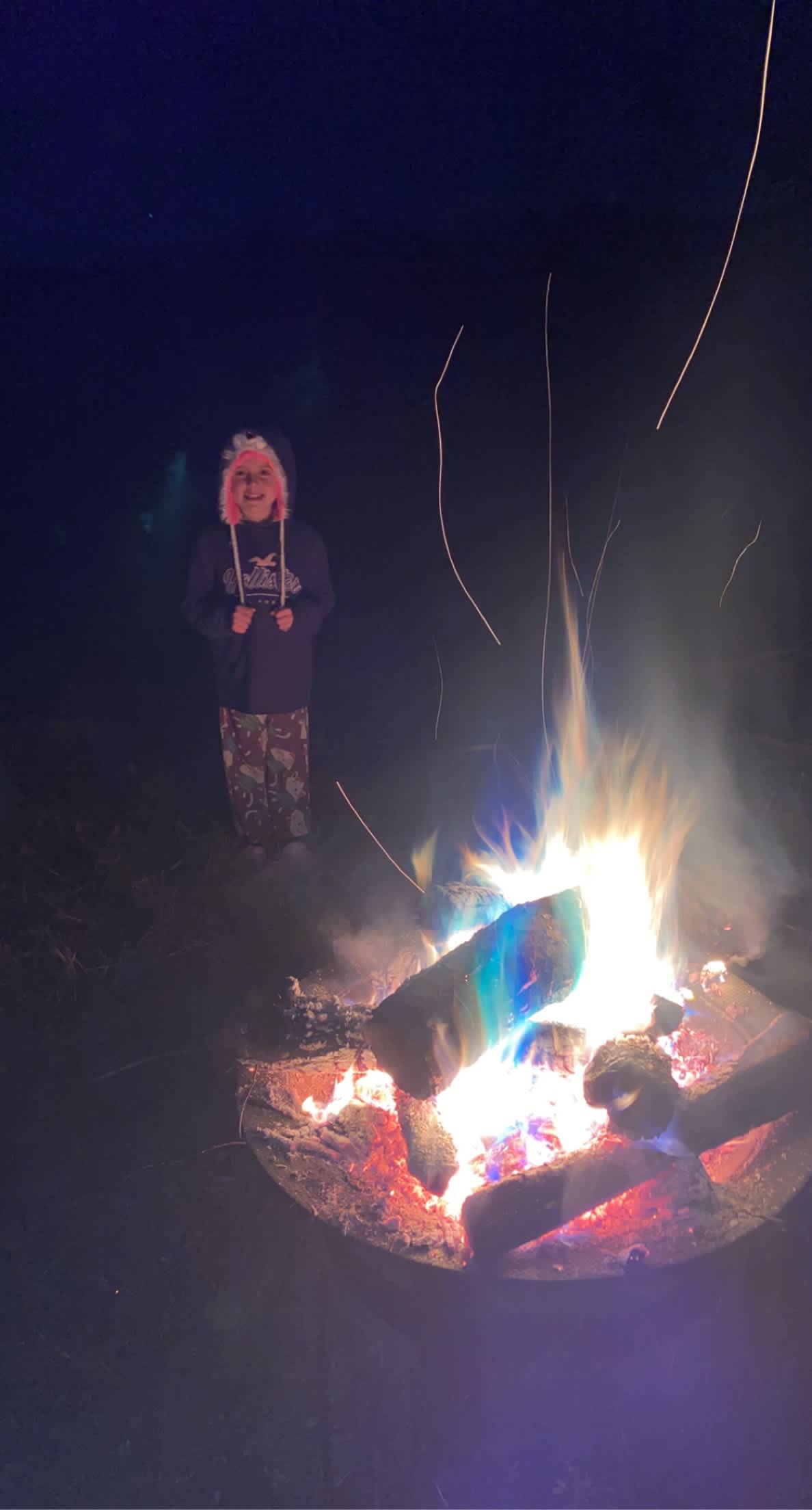 Enjoying our colored fire flames