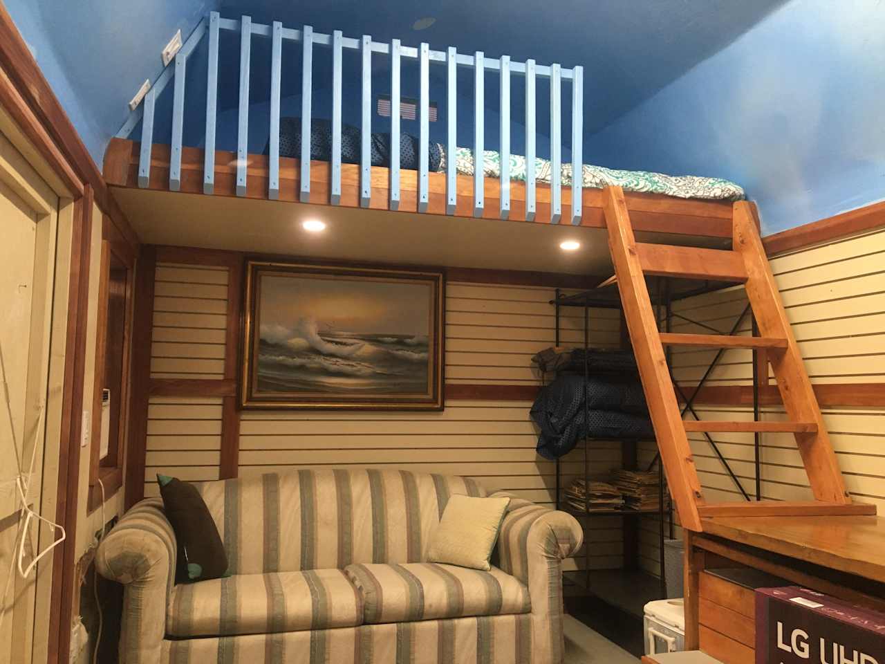 Sofa sleeper and upper loft