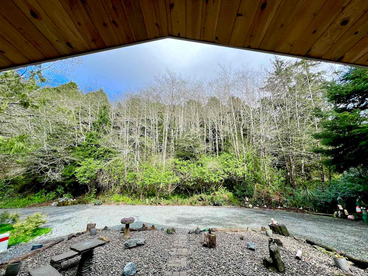 View out front door of cottage