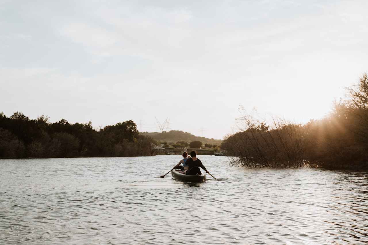 Canoeing at sunset with my daughter. 