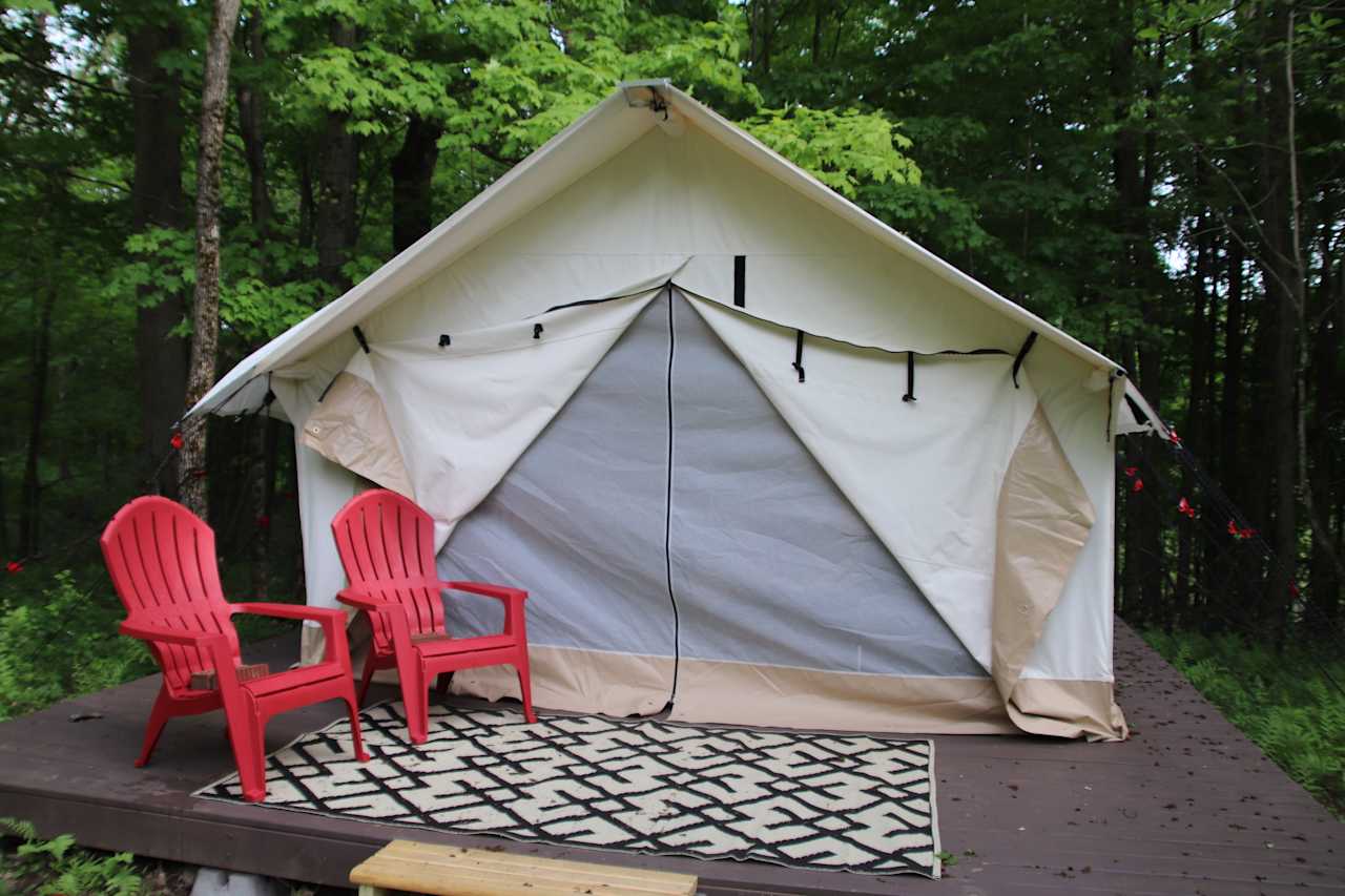 Tent with mosquito net.