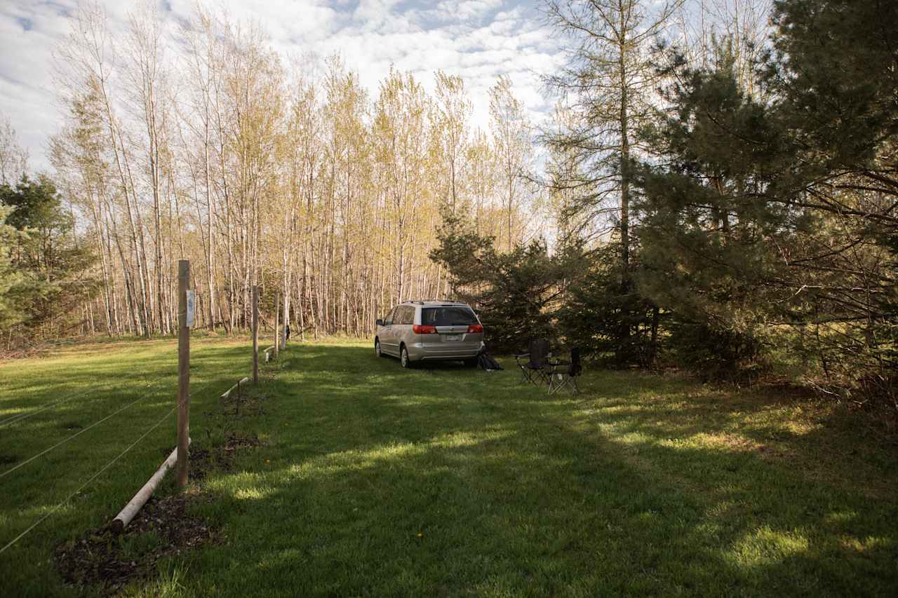 We were able to find an easy entrance and grass area to park when we arrived!