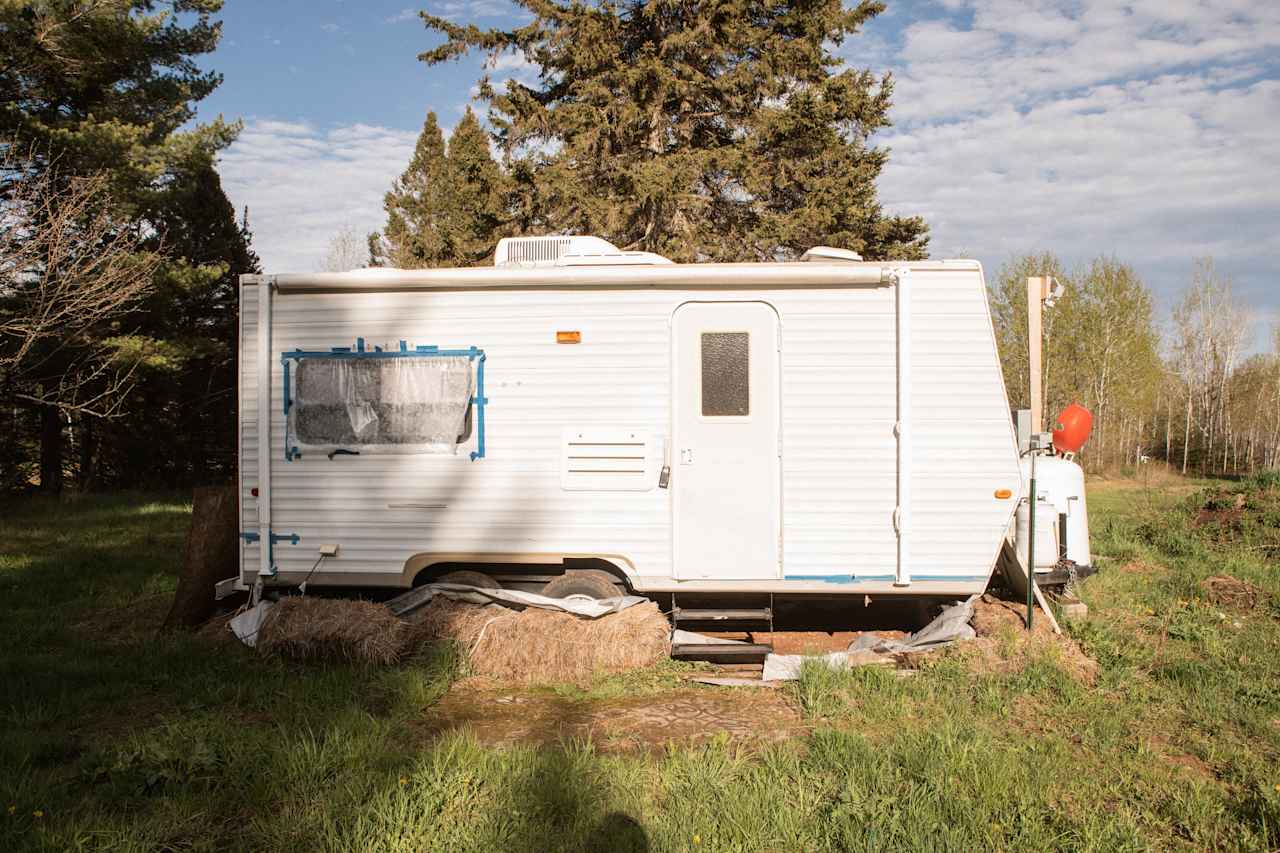 Here is the RV that you have access to when you use this property. Thankful to have bathroom/shower access.
