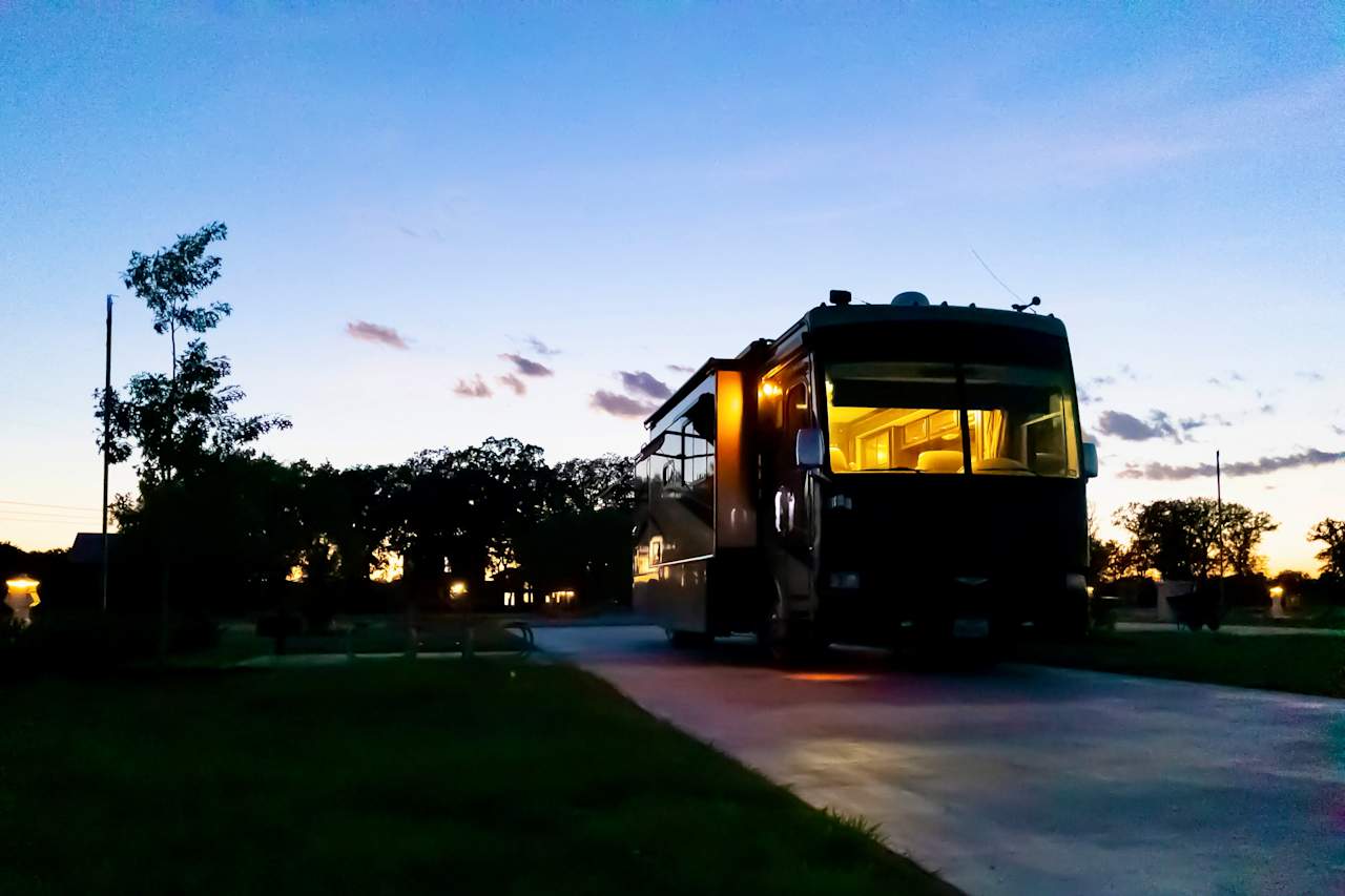 NIghttime Photo of a Premium SIte. Super Premium Sites just have more privacy when it comes to road noise.