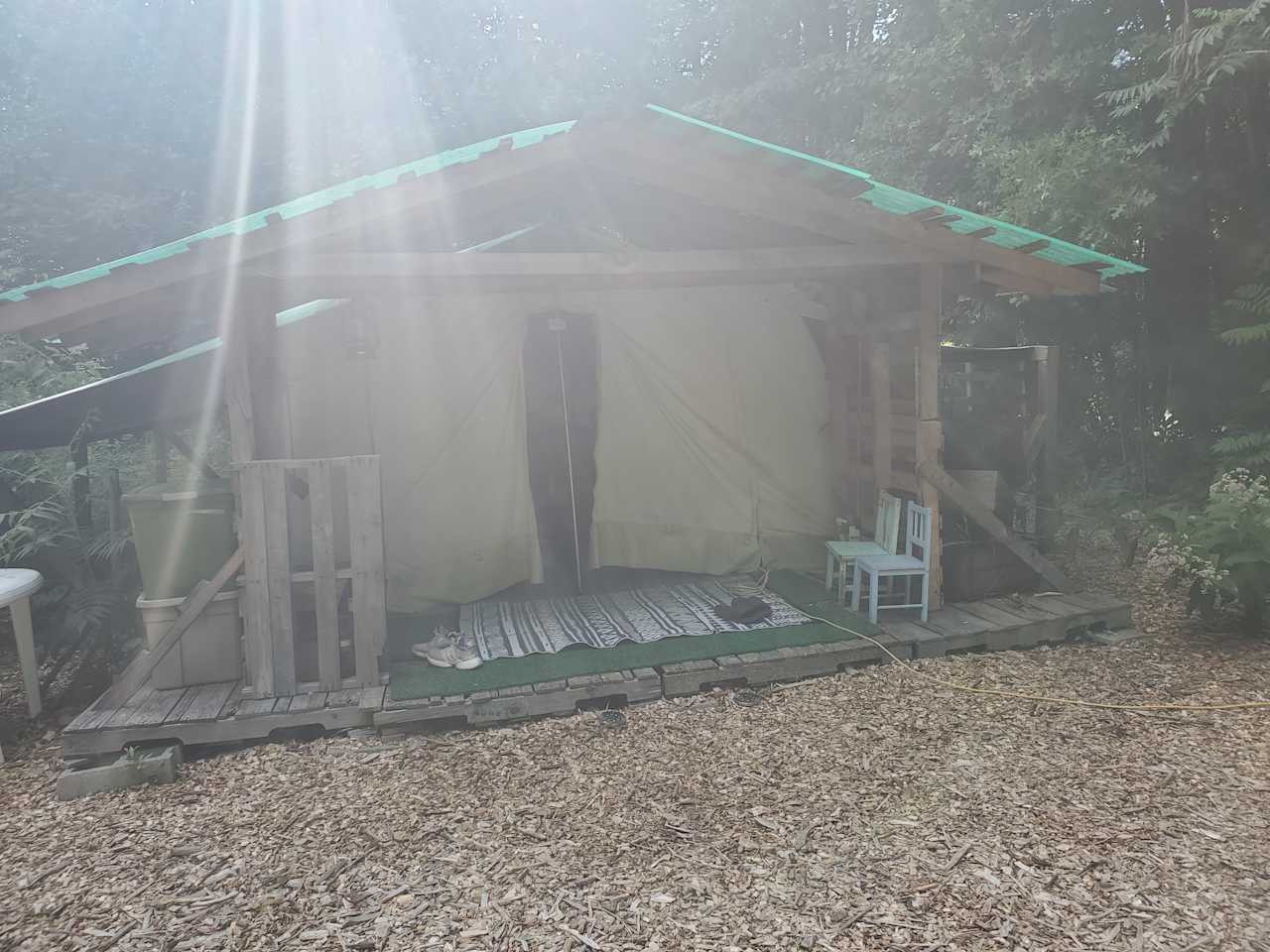 outside of the tent