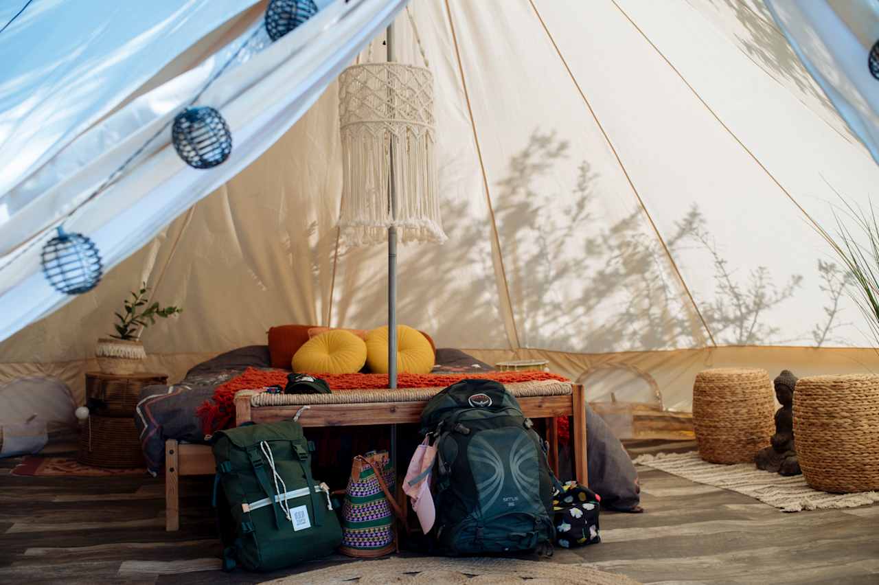 Inside the tent