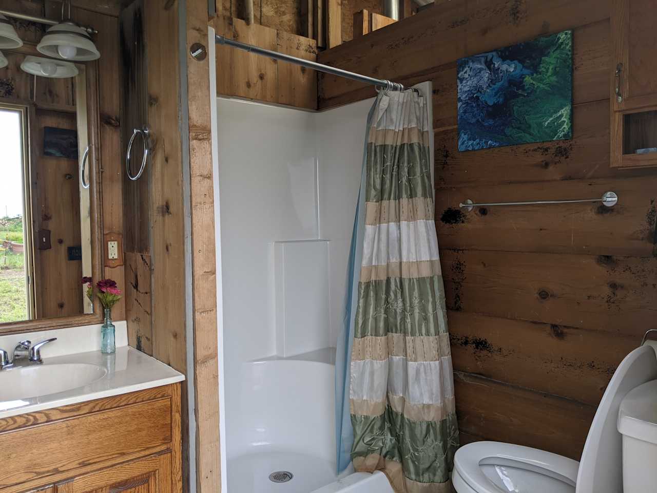 One of the two unisex bathrooms