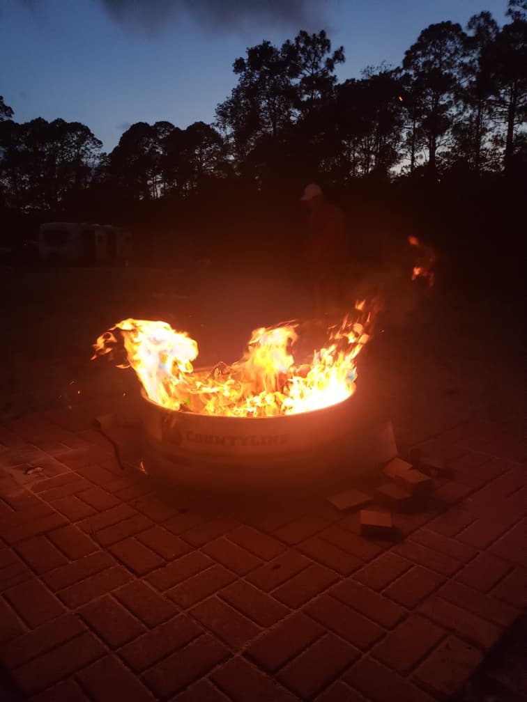 Relaxing at the community fire pit 