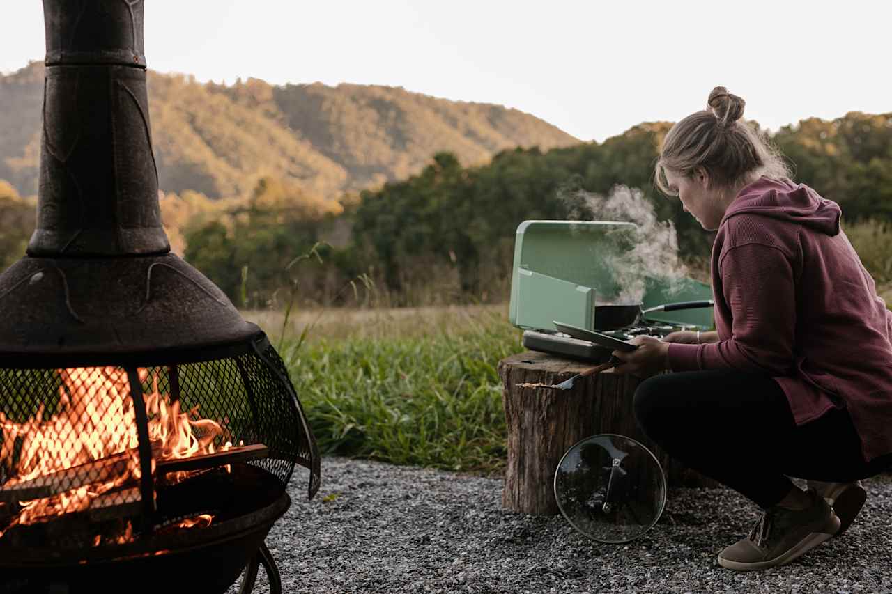Always love cooking outside, especially with that view! 