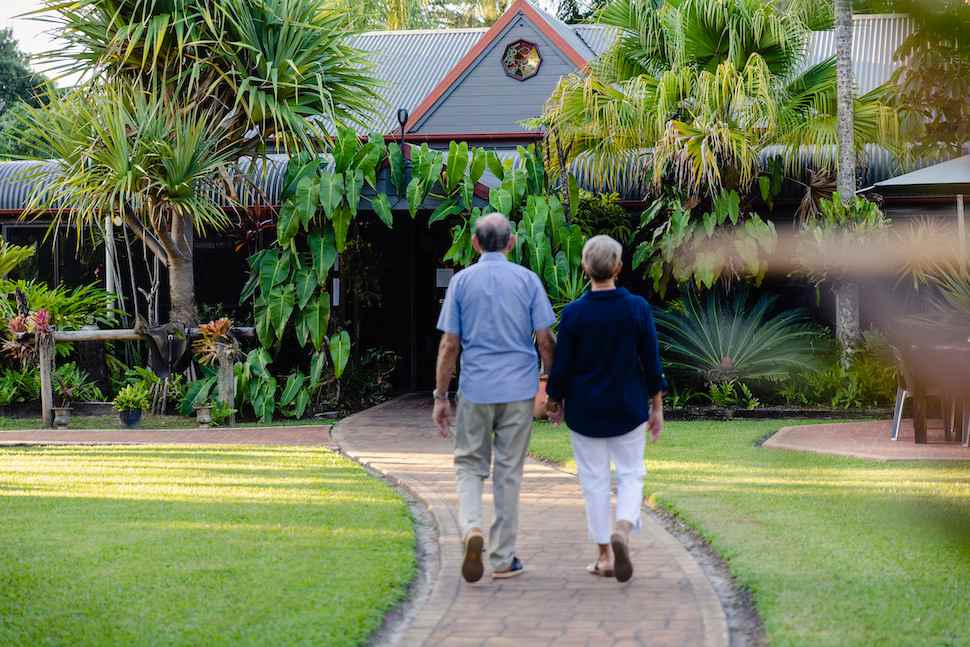 Walking towards the restaurant