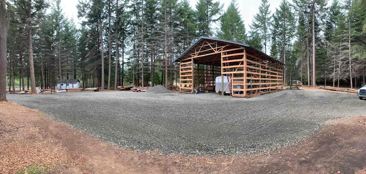 Progress shot of the new art workshop, we cut and milled all of the wood ourselves here on site. Very exciting and lots of hard work!