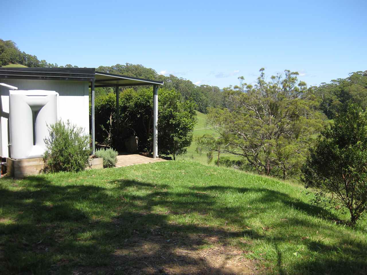 Carport and deck to take advantage of either good weather or inclement weather. Water connection ... rainwater tank or spring fed dam. 