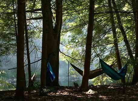 A private camping grove along Huntington Creek has been used by friends of the farm since its inception.