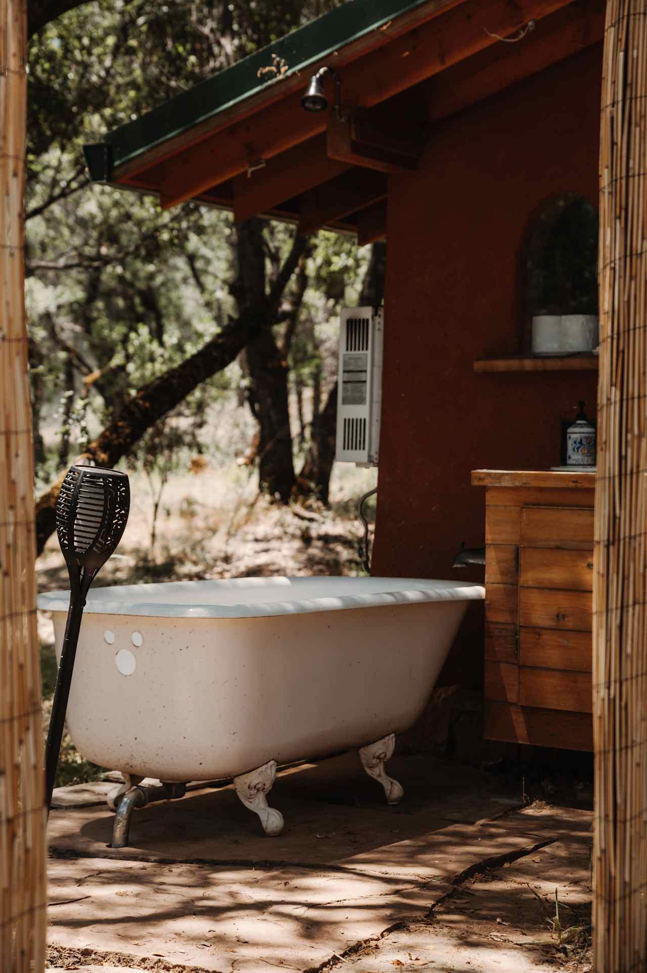 Outdoor shower and tub