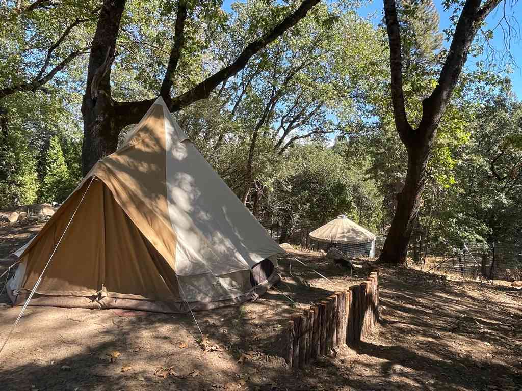 Tent site within the camping compound (tents not included).
