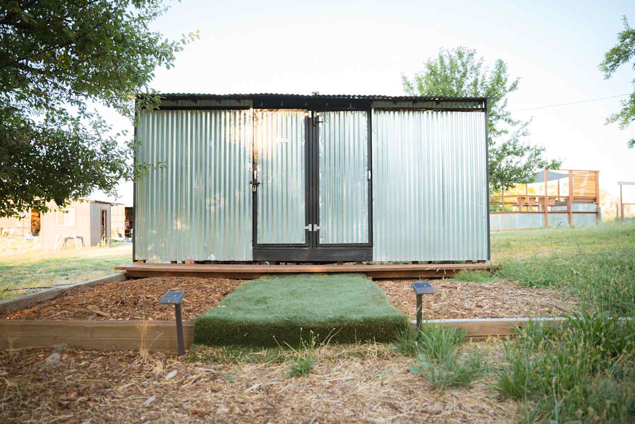 The restroom from the outside