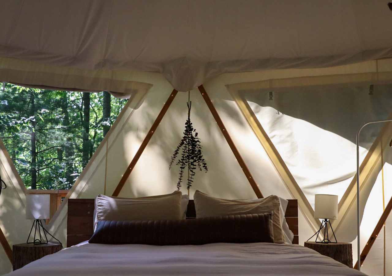 Very comfortable bed at wild fairies do yoga.