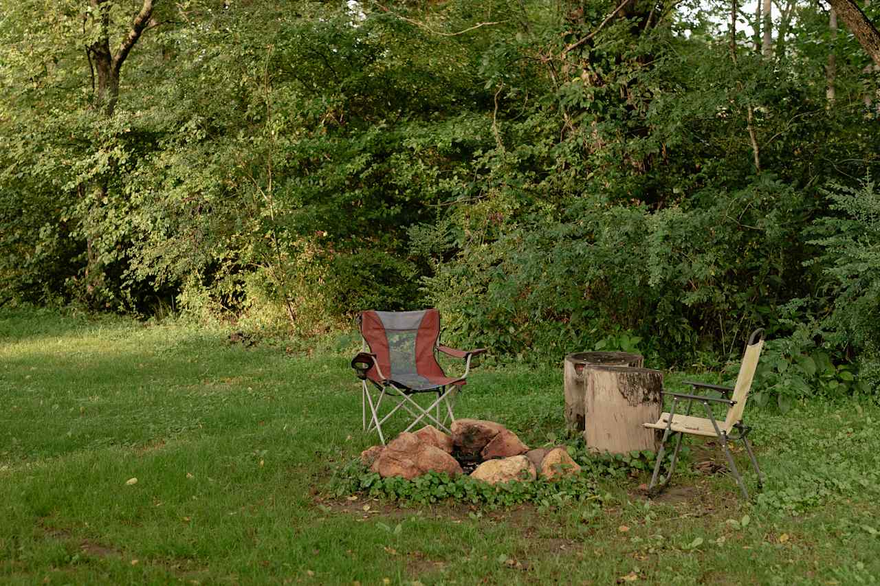 A great fire ring and seating area at the campsite. Plenty of room for hanging! 