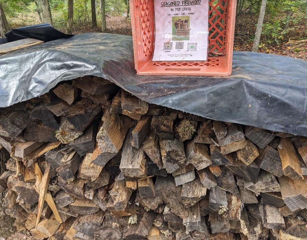 Firewood is available for purchase at the site (about 20' away from the firepit). $5 per crate full. Honor system style - cash/venmo/zelle/cashapp