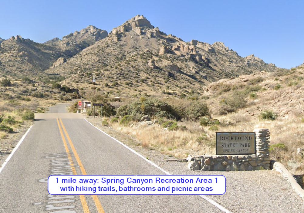 1 mile away: Spring Canyon Recreation Area with hiking trails, bathrooms and picnic areas