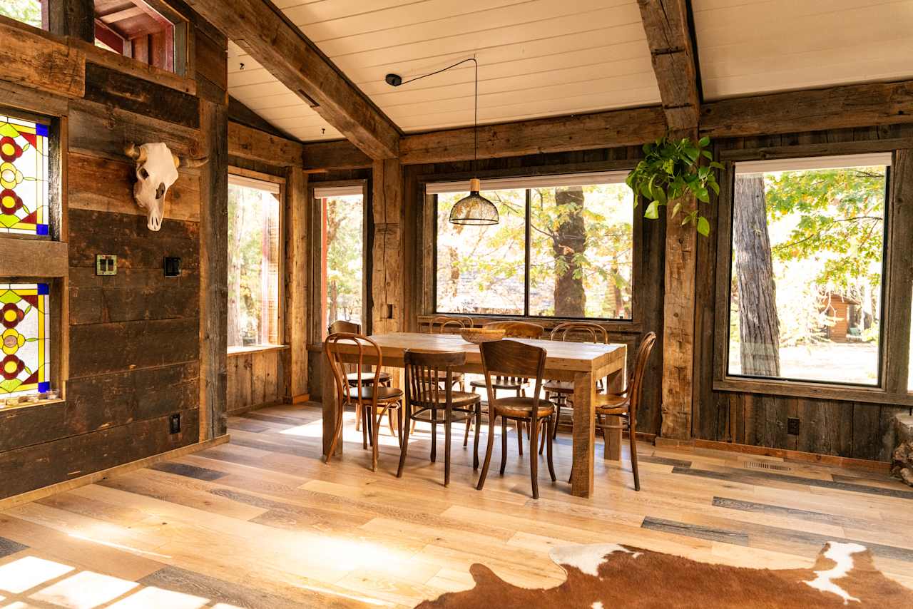 Dining area with seating for eight.