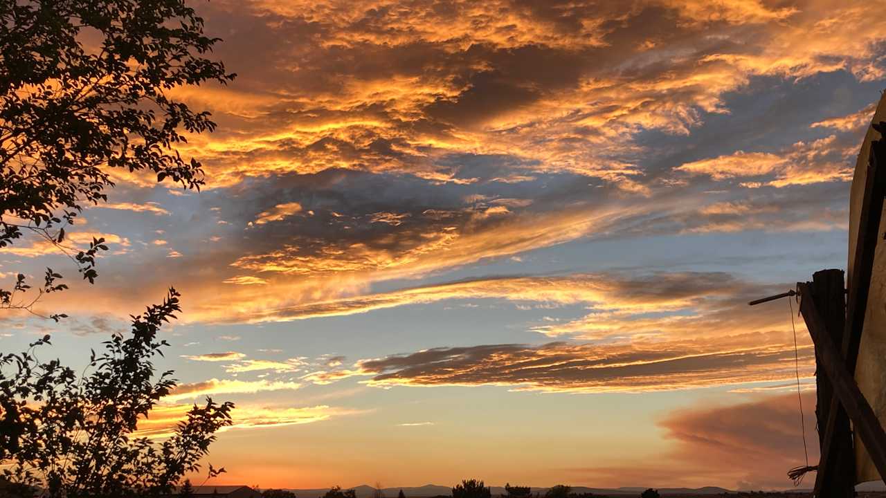 A gorgeous fall sunset out the window of the Travel Queen.
