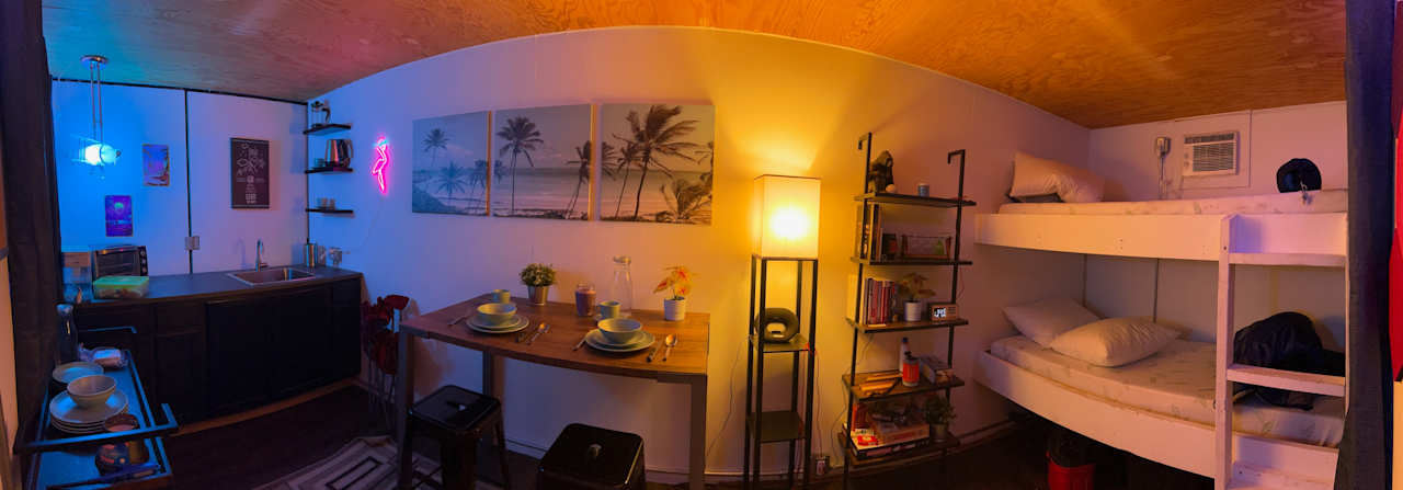 We’ve transformed this mobile office into a cozy vibrant bunkhouse with all of the essentials. 
