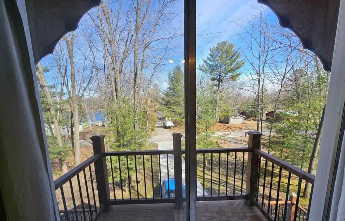 Upstairs blue bedroom balcony