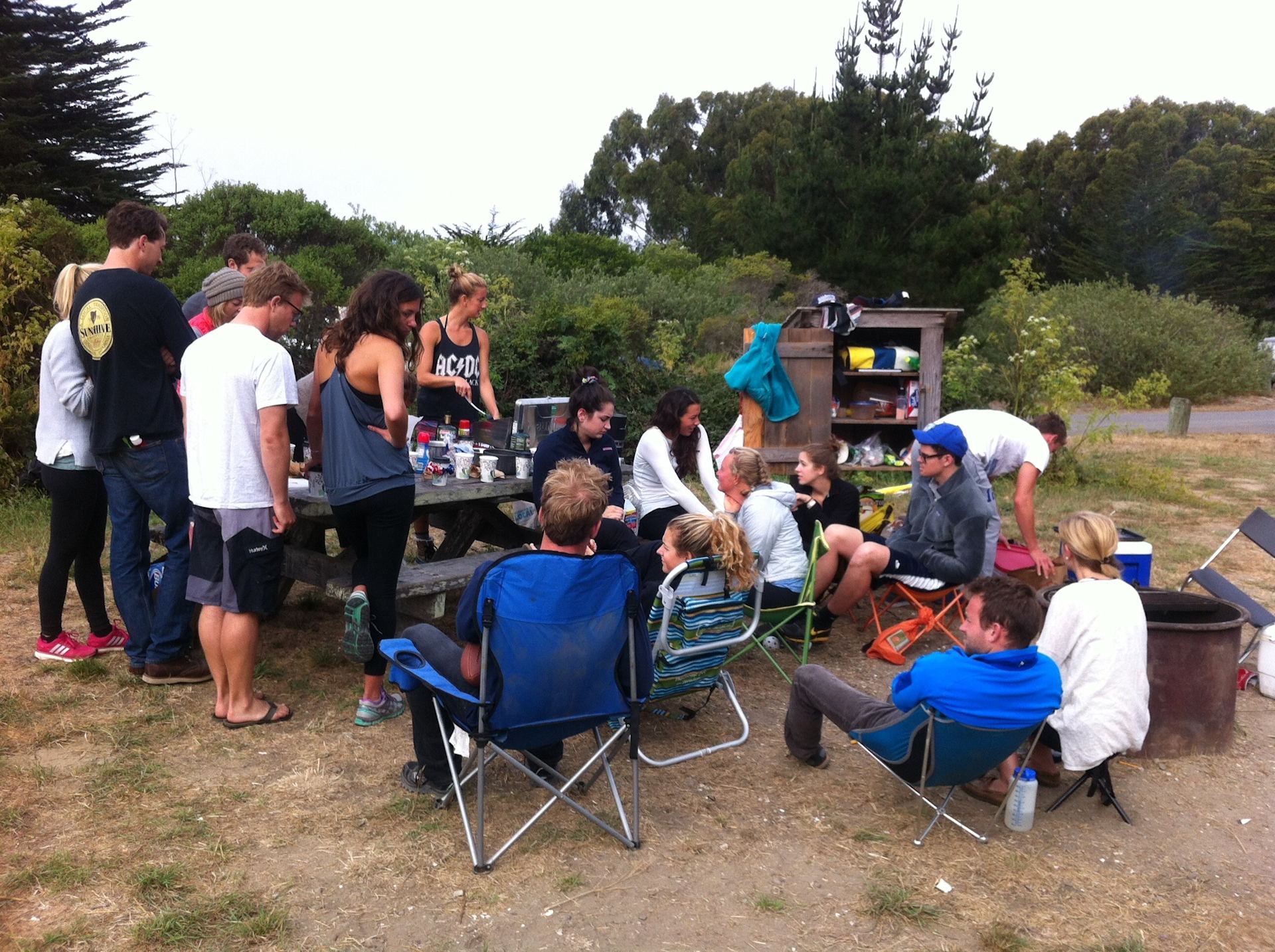 We booked two neighboring campsites for a group trip and it was a blast. Bring lots of chairs to get everyone around the fire. As you can see the "pantry" is spacious, so you don't have to worry about raccoons getting into your food.