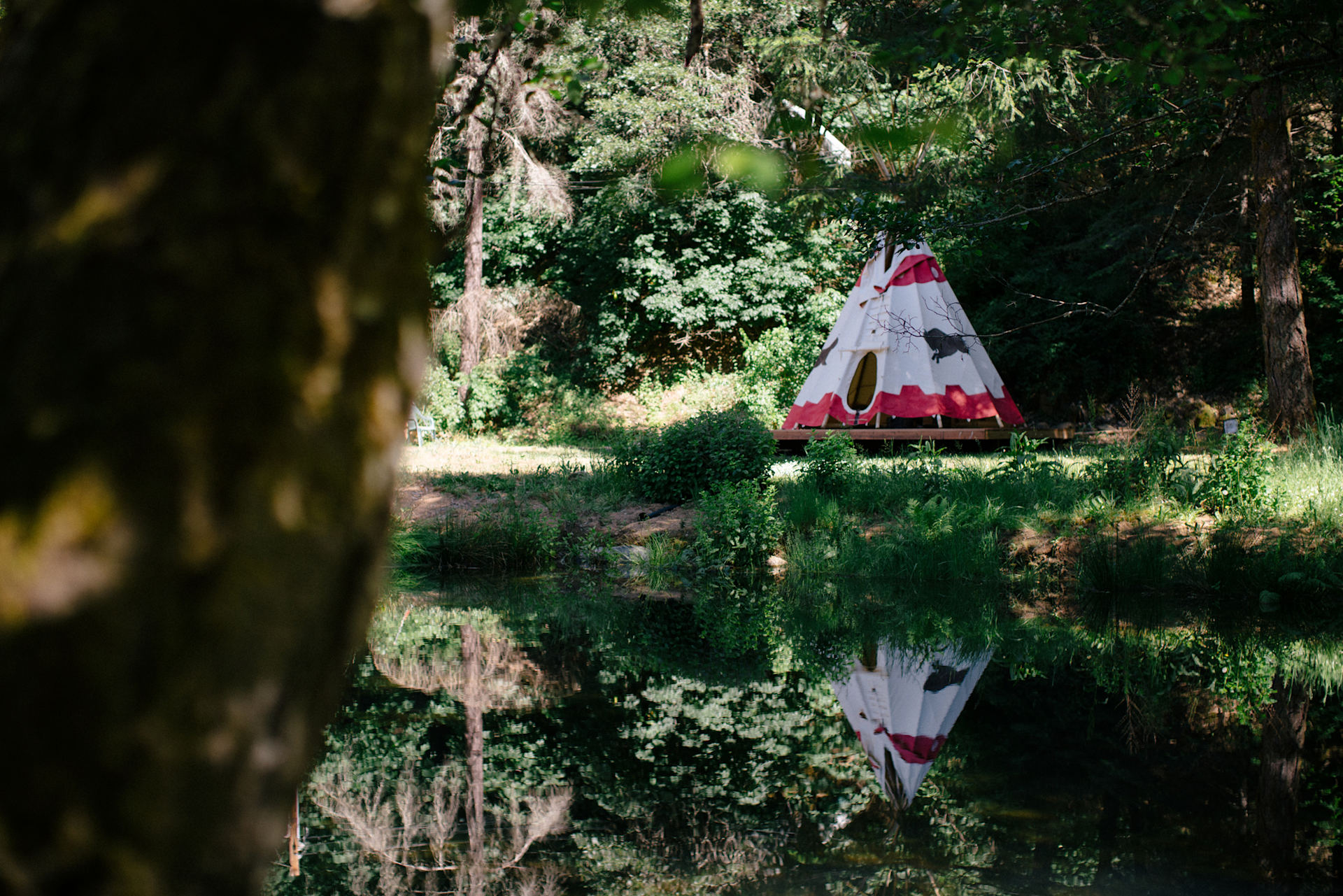 The teepee looking all glorious and inviting.  that thing even has a propane fireplace in the middle! Photo by Nic Castellanos.
