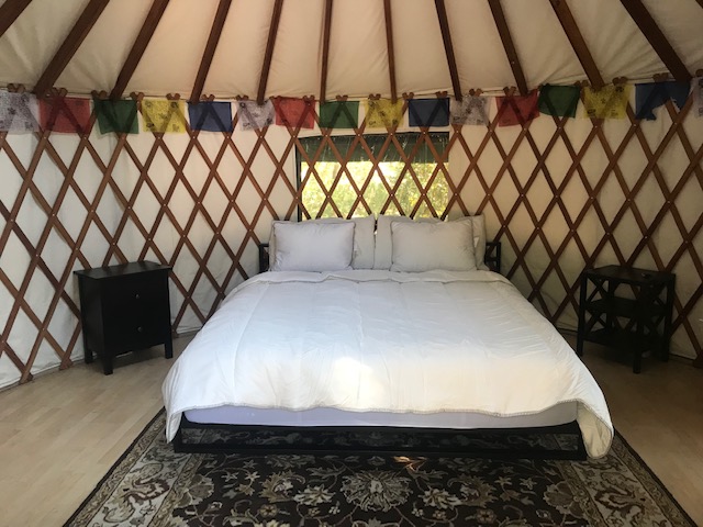 The yurt's California king size bed