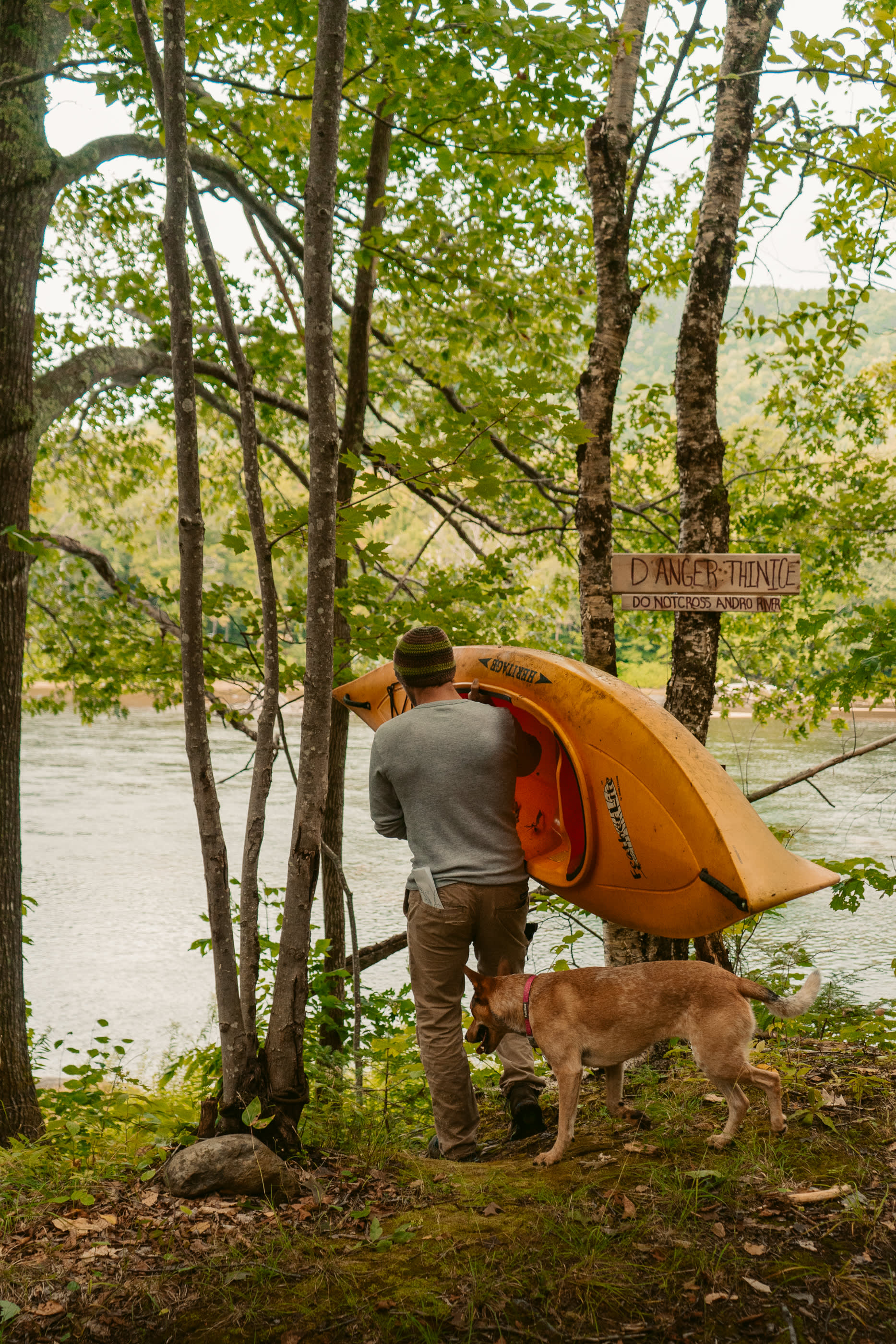 The river is about a mile walk from the main ski lodge and Anne was nice enough to let us take the canoes out! 